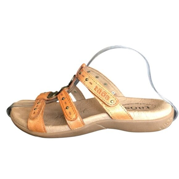 Taos Prize Leather Sandals Women’s Size 6 Tan 3 Strap Comfort - Picture 6 of 13